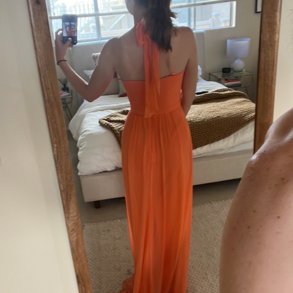 BCBGMaxAzria Orange Halter Prom Dress - Picture 3 of 14